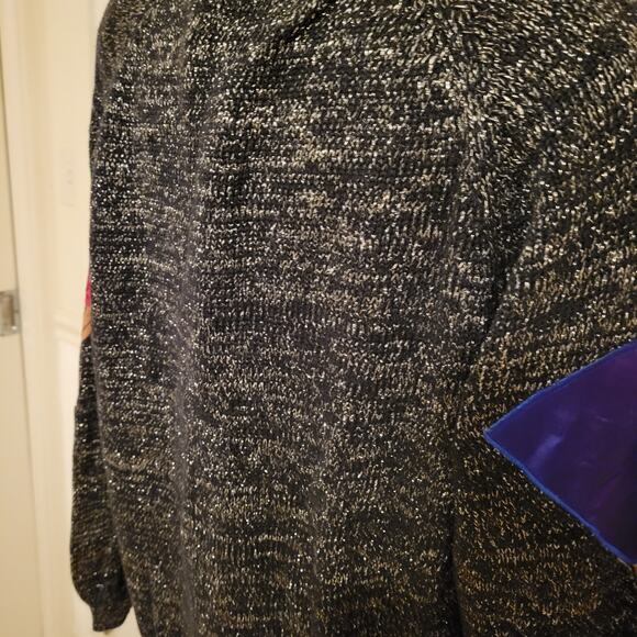 Vintage Bonnie Boerer Sweater Women's L Grey Longline Graphic Knit Pullover 80s - Picture 8 of 11